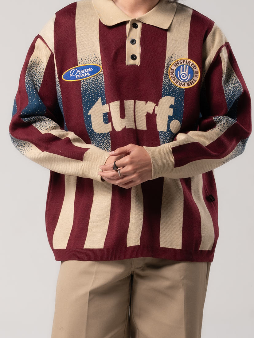 Team Maroon Knit Polo Sweatshirt