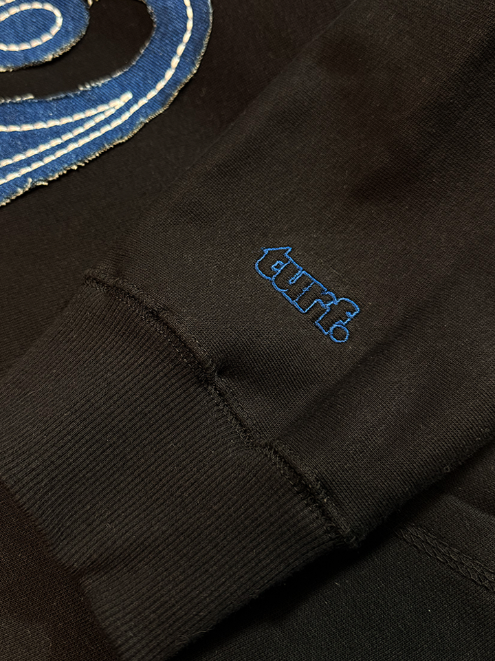 Teared Black Double Zipper Hoodie
