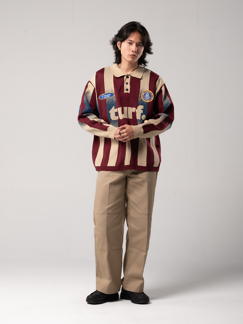 Team Maroon Knit Polo Sweatshirt
