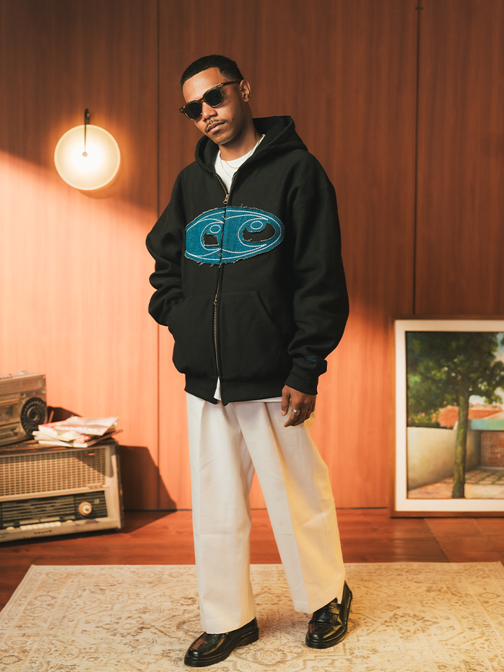Teared Black Double Zipper Hoodie